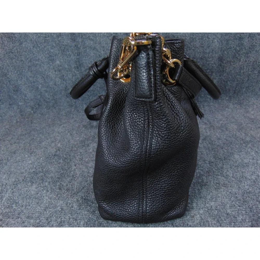 Michael Kors Suri Bucket Purse Black Leather Drawstring Tassel Chain‎ Strap